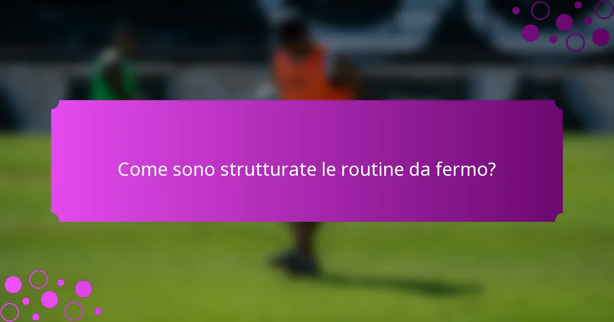 Come sono strutturate le routine da fermo?